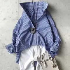美品 ポロ ラルフローレン 上質 リネン100％ ブルーストライプ 長袖