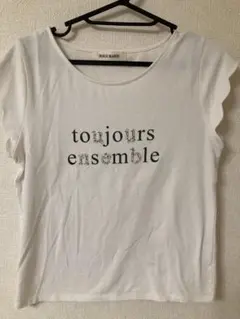 MISCHMASCHロゴビジュー付きレディース半袖トップス白シンプルカットソー