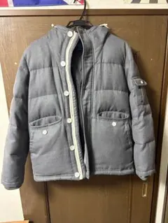 BEAMS ダウンジャケット グレー フード付き メンズ M 防寒 冬アウター