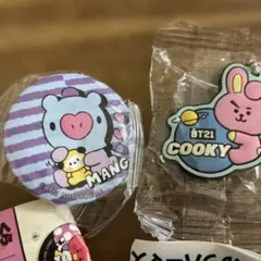 BT21 MANG COOKY 缶バッジ ラバーチャーム 2点セット
