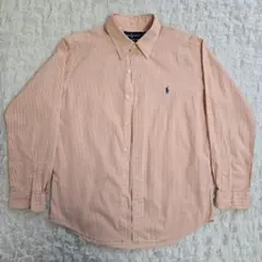 【美品】ラルフローレン　長袖シャツ　 ストライプ　オレンジ