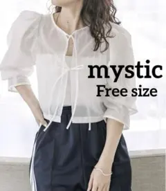 mystic ミスティック バックリボンブラウス ホワイト シースルー