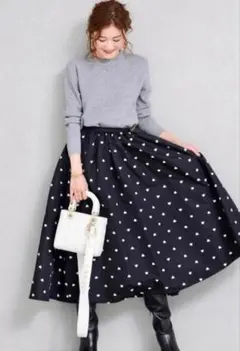 OBLI ハート柄フレアロングスカート オブリ ウエストゴム