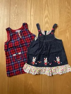 ミキハウス　ワンピース　ジャンパースカート　2点セット