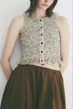 CLANE W FACE MIX MESH GATHER N/S TOPS - メルカリ