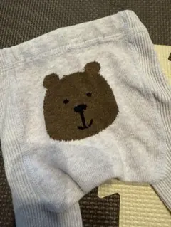 baby Gapクマ刺繍 ベビータイツ 薄紫95cm以下 0-12m