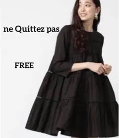 ne Quittez pasヌキテパ コットンボイルティアードワンピースブラック