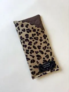 ハンドメイド　メガネケース　ヒョウ柄　ブラウン