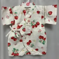 くろわっさんすべべ 甚平 ロンパース 70cm いちご柄