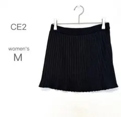【CE2】 M ブラック ミニスカート プリーツ風 ラメ シンプル タグのサムネイル