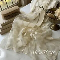 【アイボリー】大判ストール シアー ジャガード パーティー冷房対策　日焼け対策