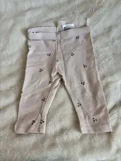 ベージュ ピンクさくらんぼ柄レギンス 62cm