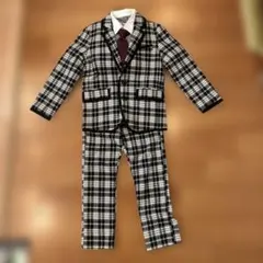 フォーマルスーツ 110cm 黒白チェック