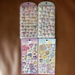 正規品 サンリオキャラクター コットンパフィシール 平成はっぴーフォン 4枚