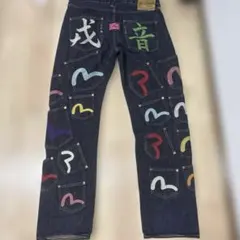 EVISU エヴィス デニムハーフパンツ マルチカラー カモメペイント