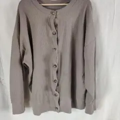 JaVa リブ編み長袖カーディガン ブラウン XLサイズ