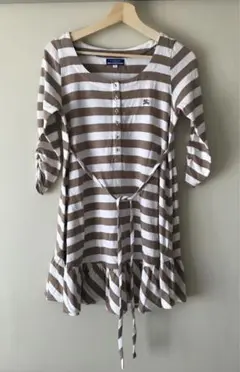 Burberry ブルーレーベル　ボーダー柄 ベージュワンピース 38