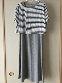 西松屋マタニティワンピース ストライプトップス付き　授乳服　産前産後
