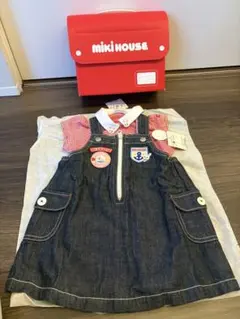 【未使用】Miki House デニム ジャンパースカート シャツ　　90cm