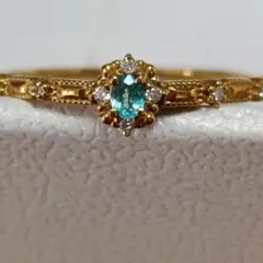 n*n様 K18 パライバトルマリン 0.06ct ダイヤ リング　約11号ネオ