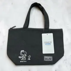 【新品未使用】スヌーピー 保冷トートバッグ ランチバッグ 黒 刺繍