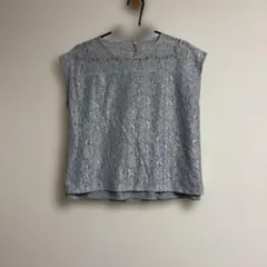 レース重ねカットソー グレー