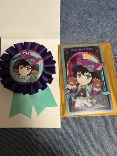 鬼滅の刃　ハロウィン　無一郎　コサージュ風缶バッジ　メタリックカード