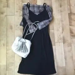 キャミワンピース チェックシャツ