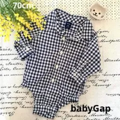 babyGap ギンガムチェック ロンパース 70 6-12ヶ月 股スナップ付き