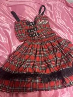 パンク♡地雷系♡赤チェックセットアップ