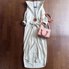 美品♪バナナリパブリック リネンシャツワンピース ベージュ 麻 洗える 前開き