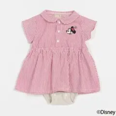 美品【petit main】Disneyミニー/シャツワンピース　70cm