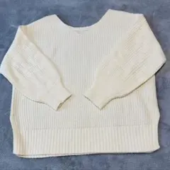 アイボリー リブ編み ニット 長袖
