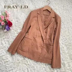 FRAY I.D フレイアイディーキャメルダブルテーラドジャケットリネン混洗える
