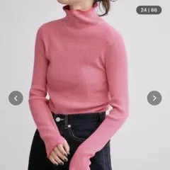 アンチピリングボーダー配色ステッチタートルニット