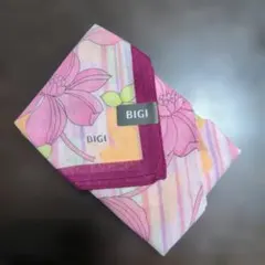 BIGI ハンカチ 花柄 ピンク パープル シャリ感のサムネイル