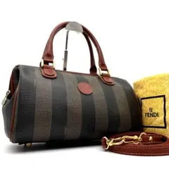 美品 フェンディ 2way ミニボストン ショルダーバッグ ペカン FF 茶 黒