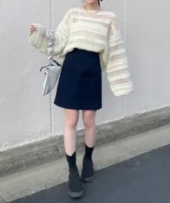 hinari デニムスカート ハイウエストデニムコクーンスカート