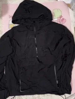 kutirブラック ハーフジップ ナイロンジャケット アノラックパーカー 男女