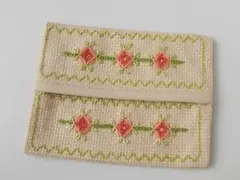 戸塚刺繍ポケットティッシュケース◆ハンドメイド ピンクの薔薇