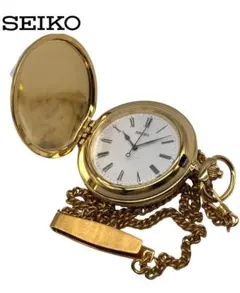 SEIKO セイコー　ゴールド 懐中時計　三針　メンズ　ゴールドチェーン　高級感