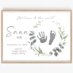 【2枚セット】命名書 命名紙 手形足形アート シンプル　ベビーポスター