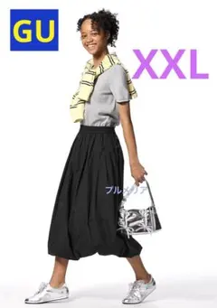 セール❣️GU　完売　バブルヘムミディスカート　XXL　大きい　ブラック　新品