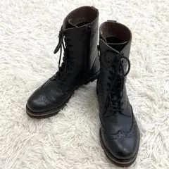 美品　YOSUKE レースアップブーツ　本革　サイドジップ　23cm 黒
