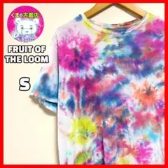 usa古着 フルーツオブザルーム 絵画 アート タイダイTシャツ S カラフル