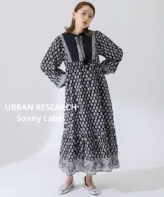 Sonny Label ◆MIXプリントオリエンタルコットンワンピース◆ブラック
