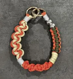 スマホストラップ パラコード　オレンジカーキ02