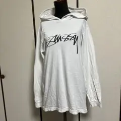 Stussy ステューシー　ロンT フード付　ホワイト　サイズS