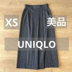 【美品】UNIQLO サイドプリーツナロースカート　XS チェック　ユニクロ