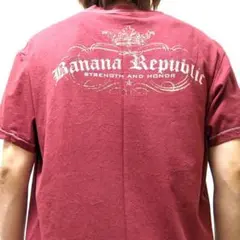 バナナリパブリック ロゴ Tシャツ えんじ色朱色 古着のサムネイル